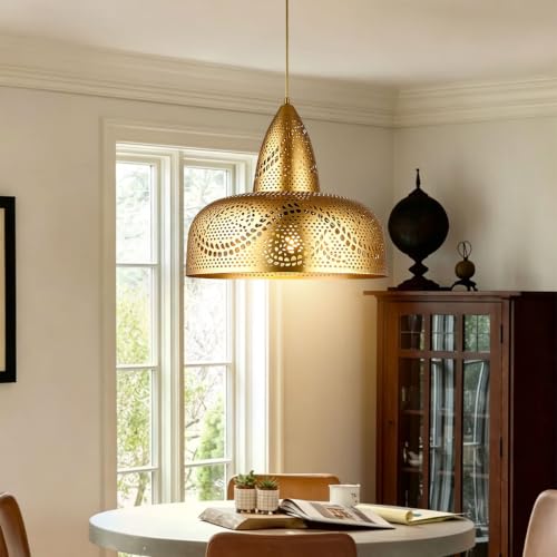 Vintage Pendant Light Fixture Metal Iron Moroccan Chandelier Hanging Lamp Kitchen Island Retro Ceiling Pendant lamp Loft Hollow Design Adjustable Cord Pnedant Lighting