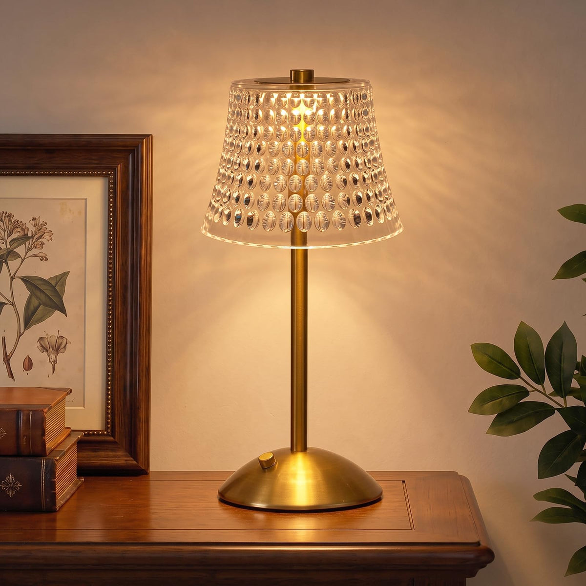Rechargeable Cordless Table Lamp (Gold-Bubble Dot)