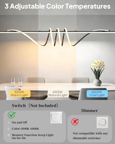 57in Dining Table Light Fixture (Black / 57in)