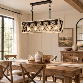 5 Light Farmhouse Kitchen Light (Gray Wood Grain / 5-Light)