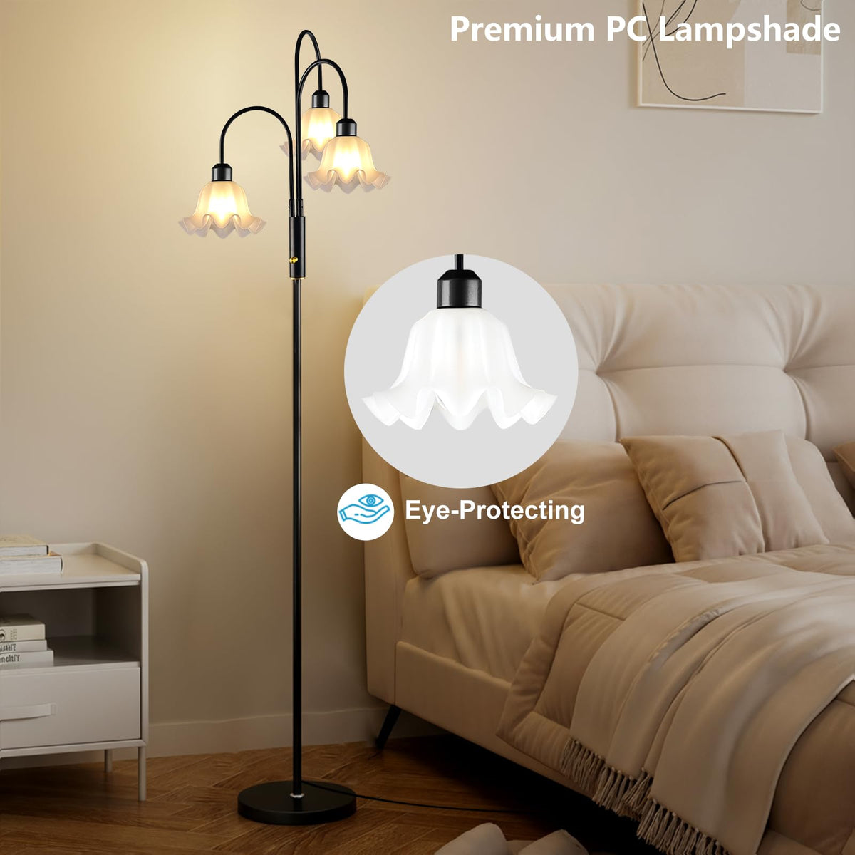 70'' Flower Floor Lamp (Black-3)