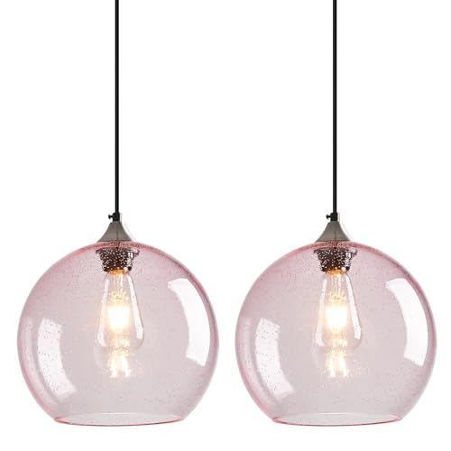 Pink Pendant Lights Kitchen Island 2 Pack (Pink / L - 9.84 in)