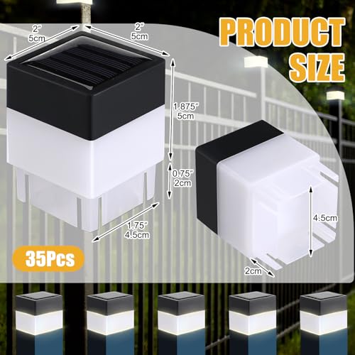 35 Pack Solar Post Cap Lights (Warm Yellow)