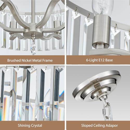 Modern Crystal Chandeliers Round 6 (168-Brushed Nickel)