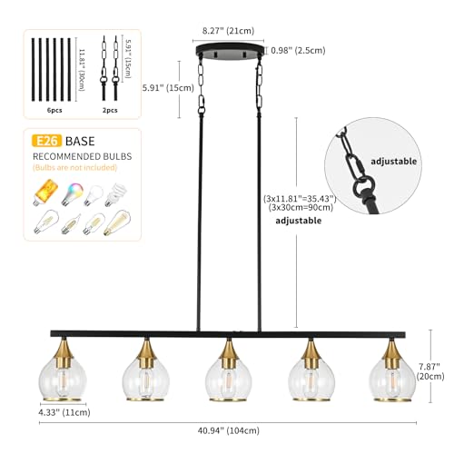 Island Light for Kitchen (Black and Gold / 5-Light)