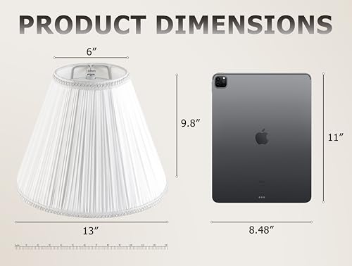 White Pleated Lamp Shades Set of 2 6"×13"×9.8" Bell Shade (6*13*9.8in / White-2 Pack)