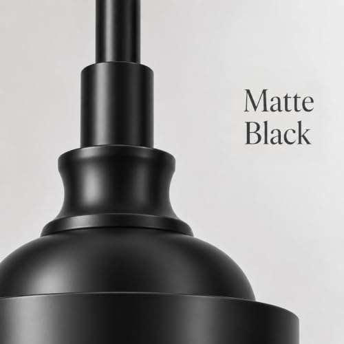 Black Vintage Pendant Light for Island Glass Kitchen Pendant Light (Black+White Patterned Glass / 9.45in)