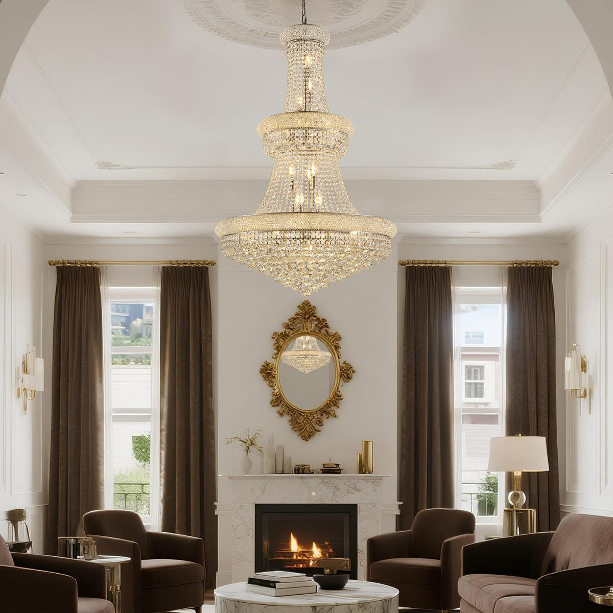 32" W 27 Light Luxury Foyer Chandeliers (32"(Silver))