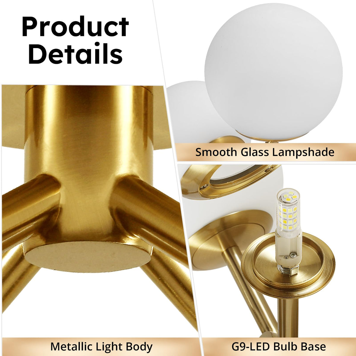 4 Light Mid Century Modern Ceiling Light (4-Light Gold / 4-Light)