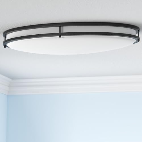 LED 32" Oval Flush Mount Lighting (Black)