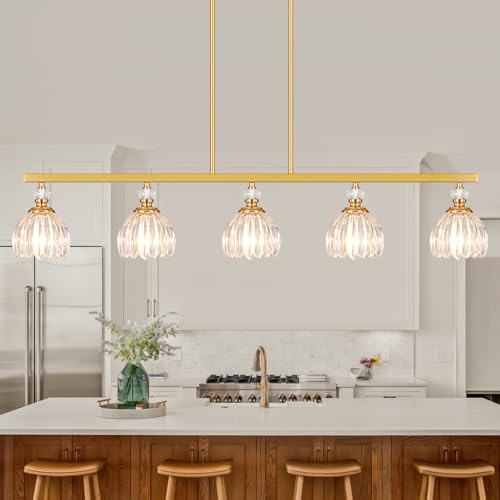 Gold Island Light for Kitchen (5-Light / Gold)