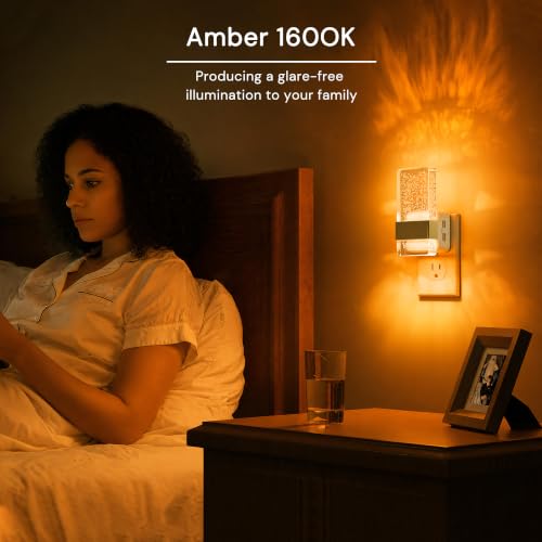 Night Light Dimmable Night Lights Plug into Wall Amber (Silvery White)