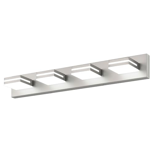 LED Modern Bathroom Vanity Light Fixtures (4-Light, 30-Inch / Nickel, 100%-0% White)