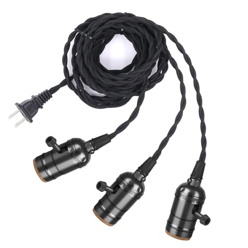 Vintage Light Sockets Pendant Hanging Light Cord with Switches E26