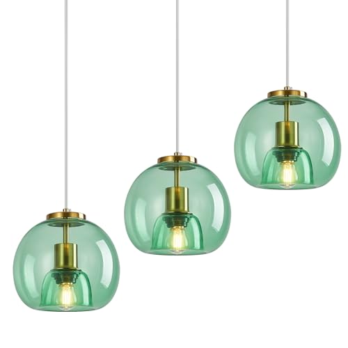 Mint Green Glass Pendant Lights Kitchen Island (Mint Green(7.87 in) / 3-Pack)
