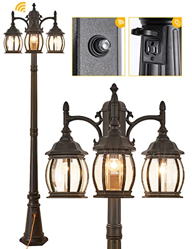 Dusk to Dawn Vintage Outdoor Post Light 82.7"H 3 (Black)