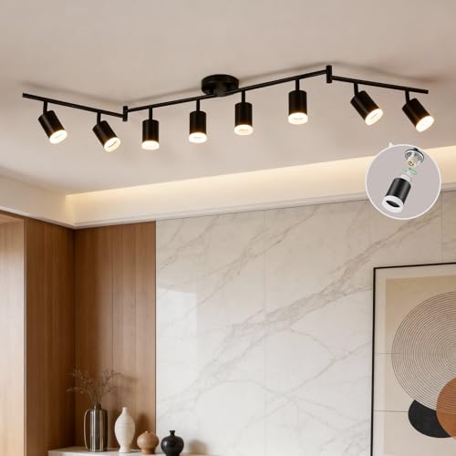 8 Light Ceiling Track Lighting Fixtures for Kitchen (Black / 8 Light (Ceiling Mount))