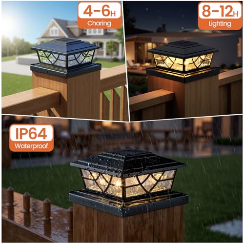 Solar Post Cap Lights 4x4 5x5 6x6 (Black)