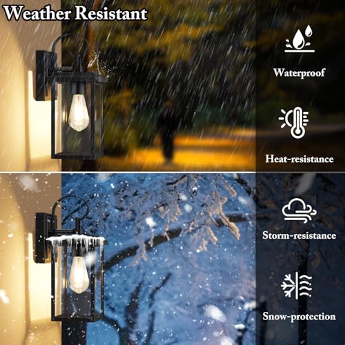 2 Pack 15” Outdoor Wall Light Fixtures (Matte Black / 15")