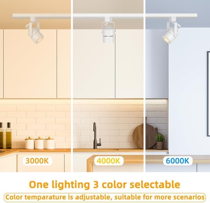 Dimmable Track Lighting Kit with LED GU10 Replaceable Bulbs White 24 Lights (White)