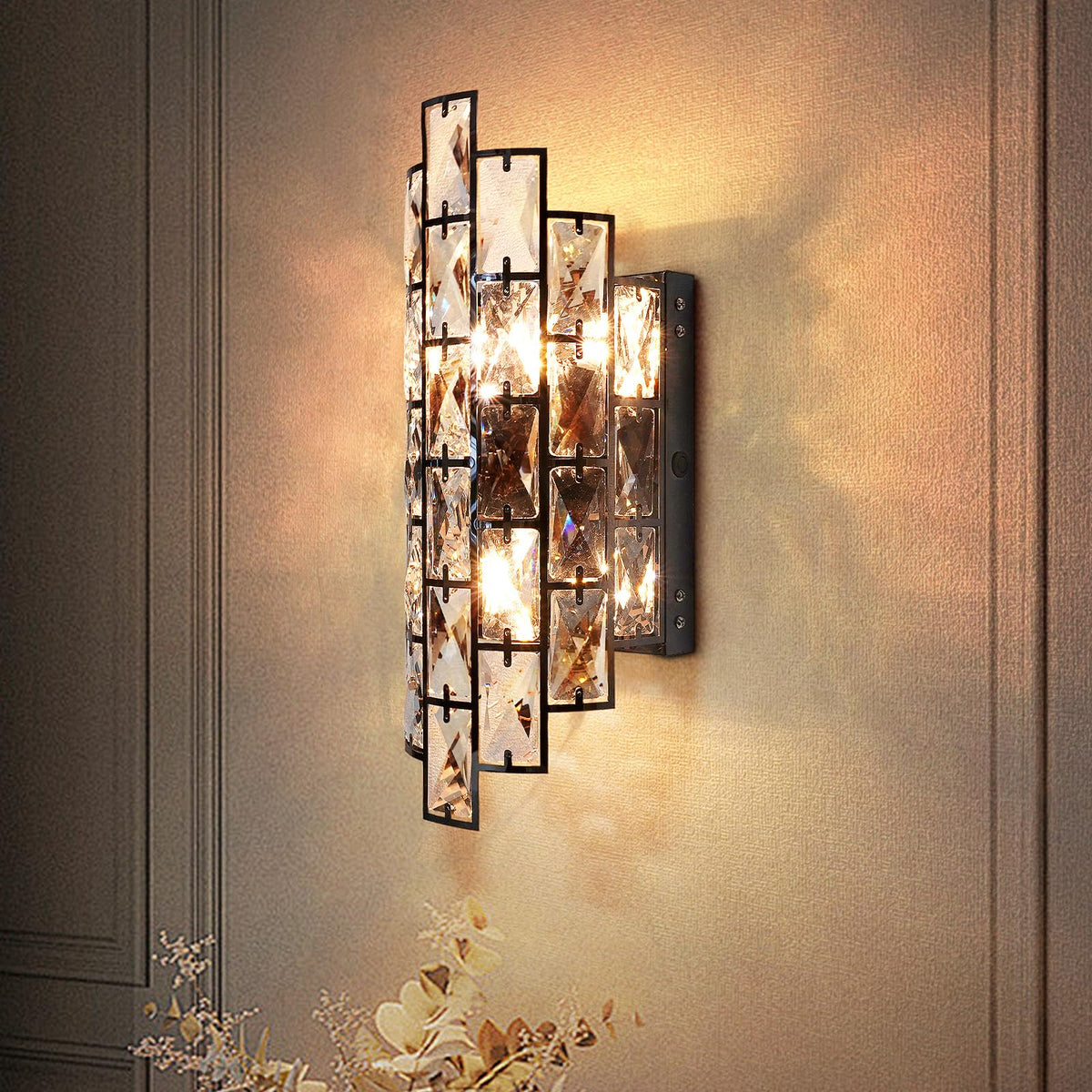Black Crystal Wall Sconce (Black 1Pack)