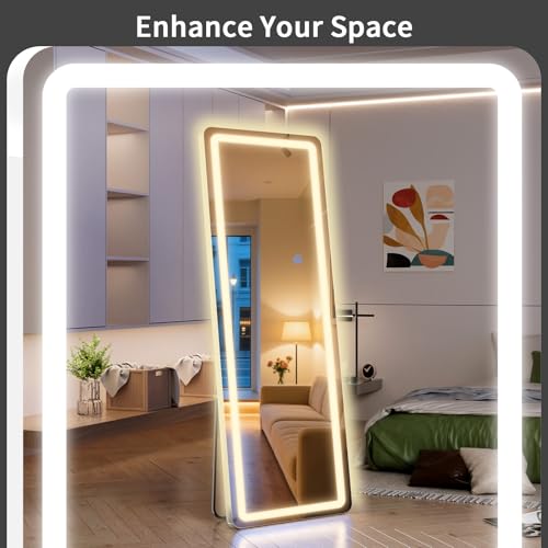 Standing Mirror Full Length with LED Lights (Rectangular / 65"L x 24"W)