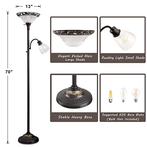 Torchiere Floor Lamps for Living Room (Black,White)