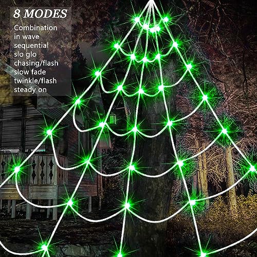 Outdoor Solar Powered Halloween Decorations Spider Web Lights (Green)