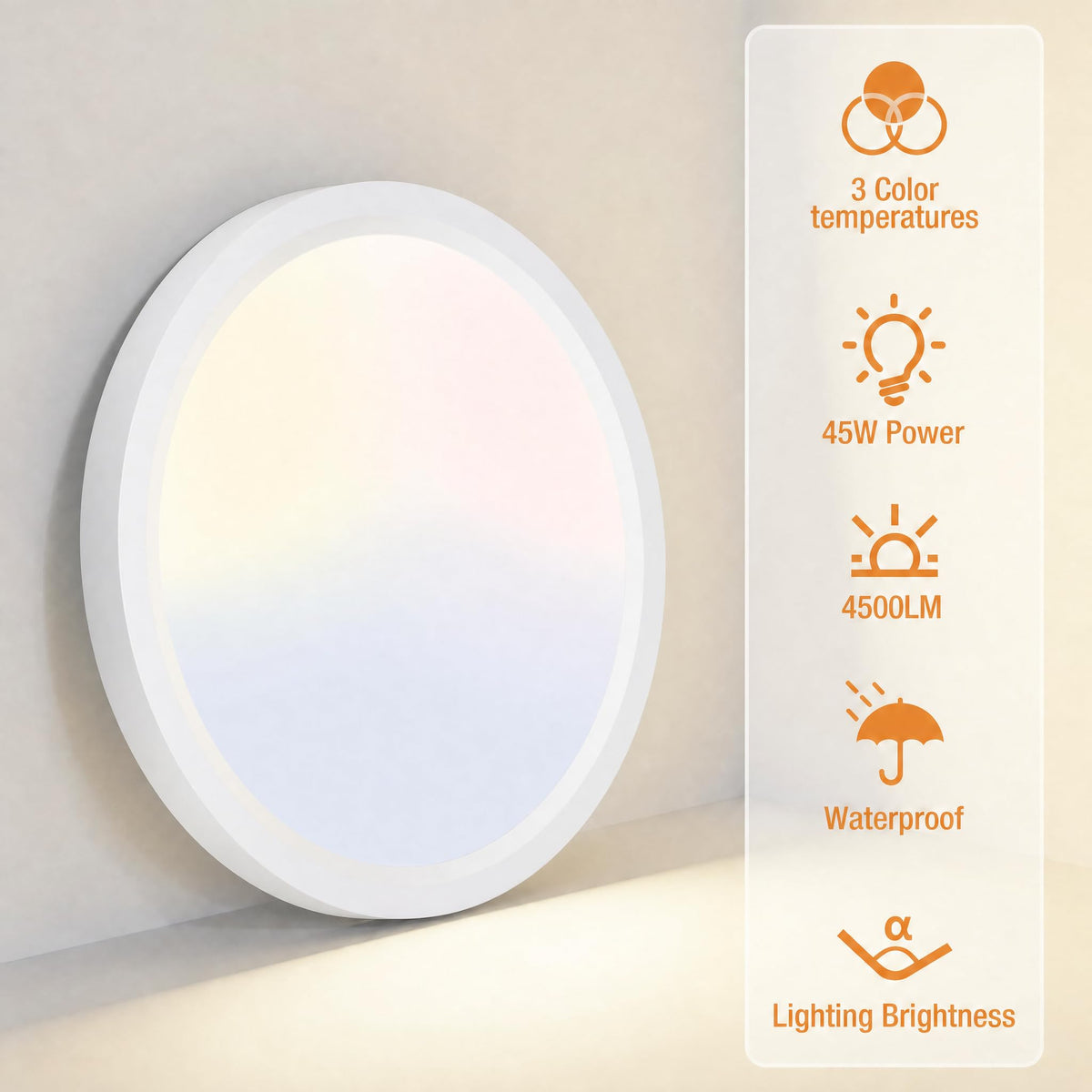 1PACK 20 Inch LED Flush Mount Ceiling Light Fixture (White / 20Inch-1Pack)