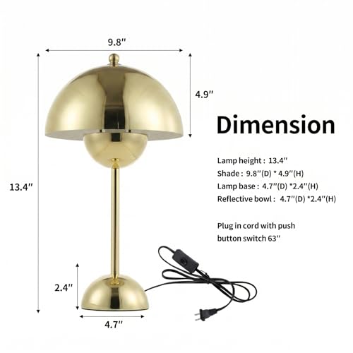 Creative Mid Century Modern Bud Table Lamp for Home&Office (Bright Gold)