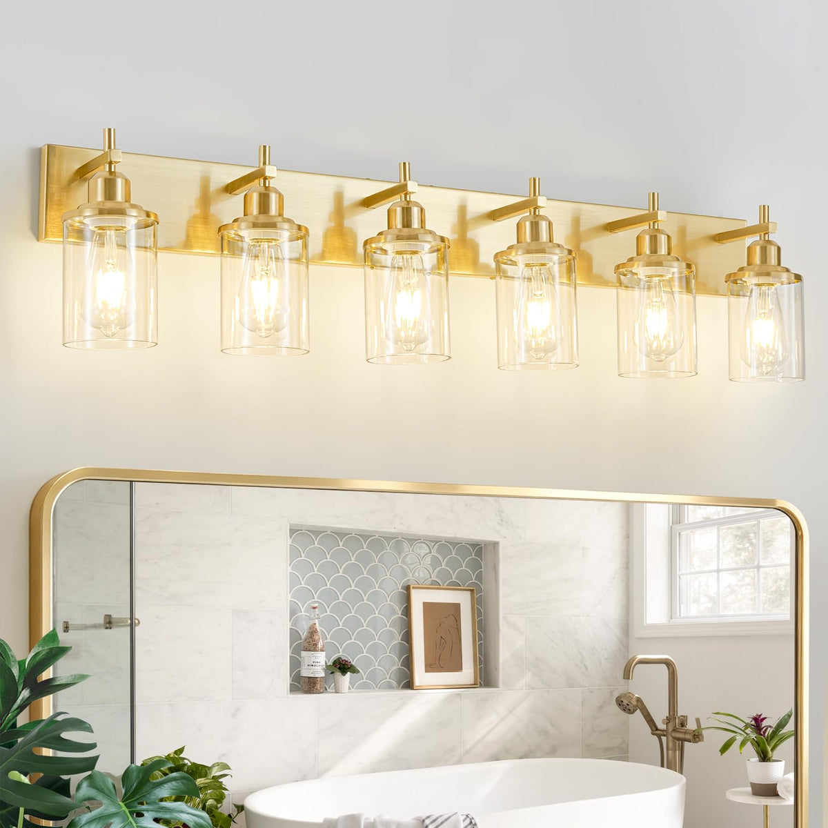 6 Light Modern Brushed Gold Bathroom Light Fixtures Over Mirror (Brushed Gold / 6-Light)
