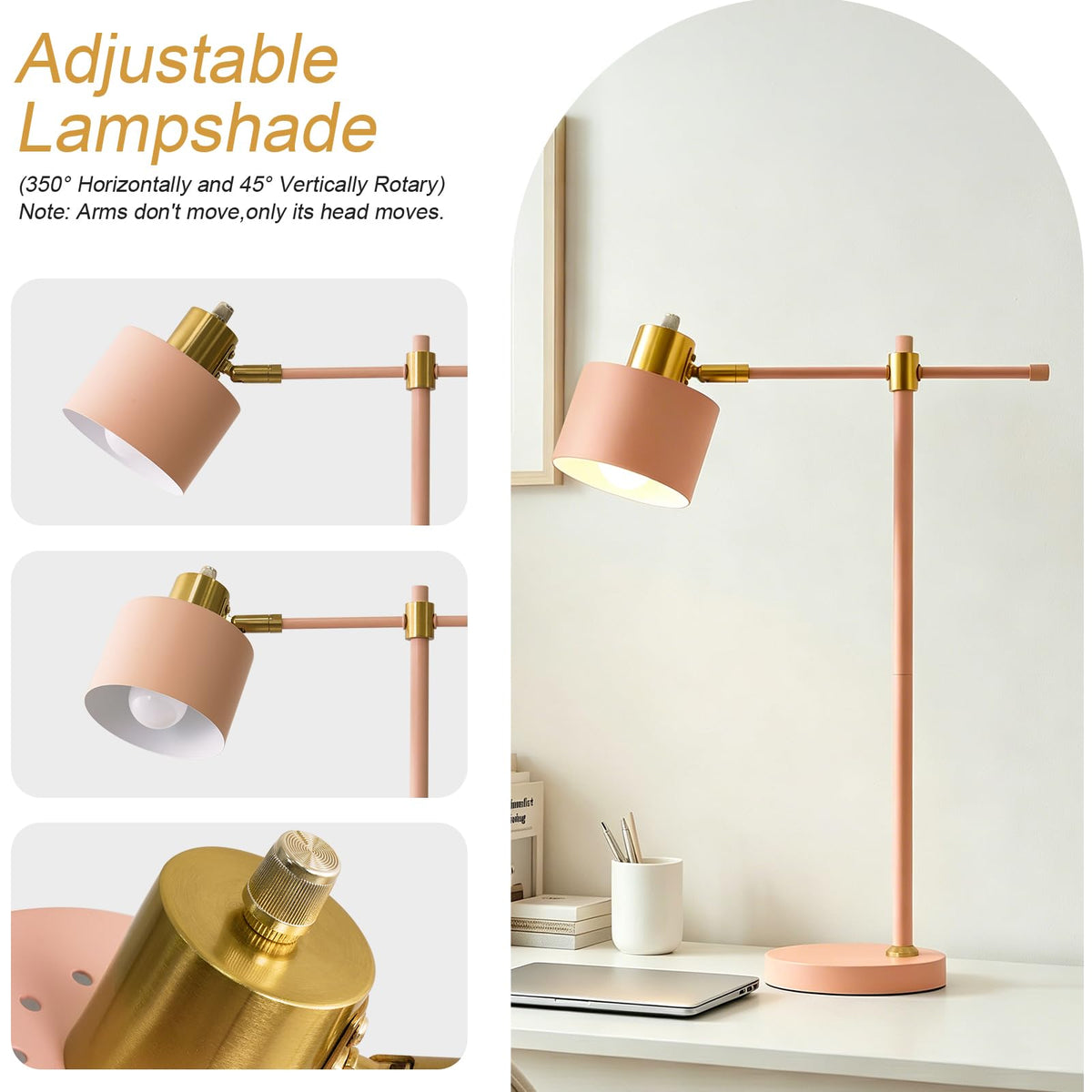 22.2" Modern Desk Lamp (Pink)