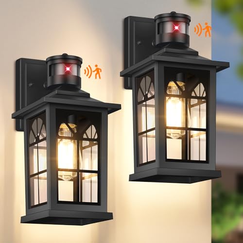 2 Pack Motion Sensor Outdoor Wall Lights (12.6" (2-Pack))