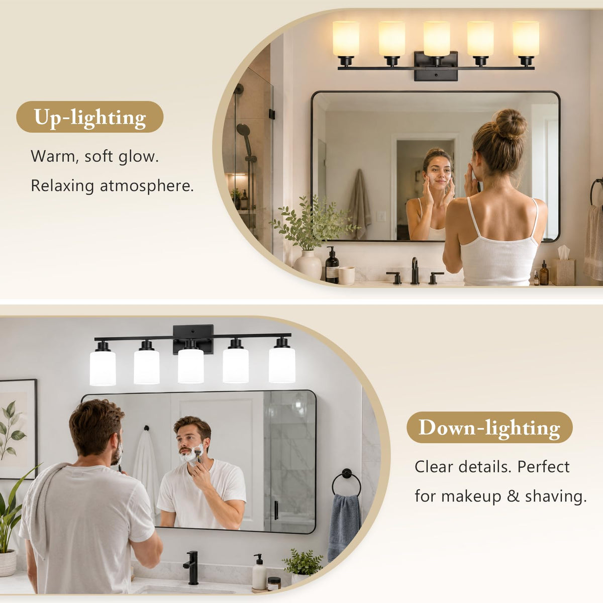 5 Light Bathroom Light Fixtures (Brushed Black / 5 Light-30.3")