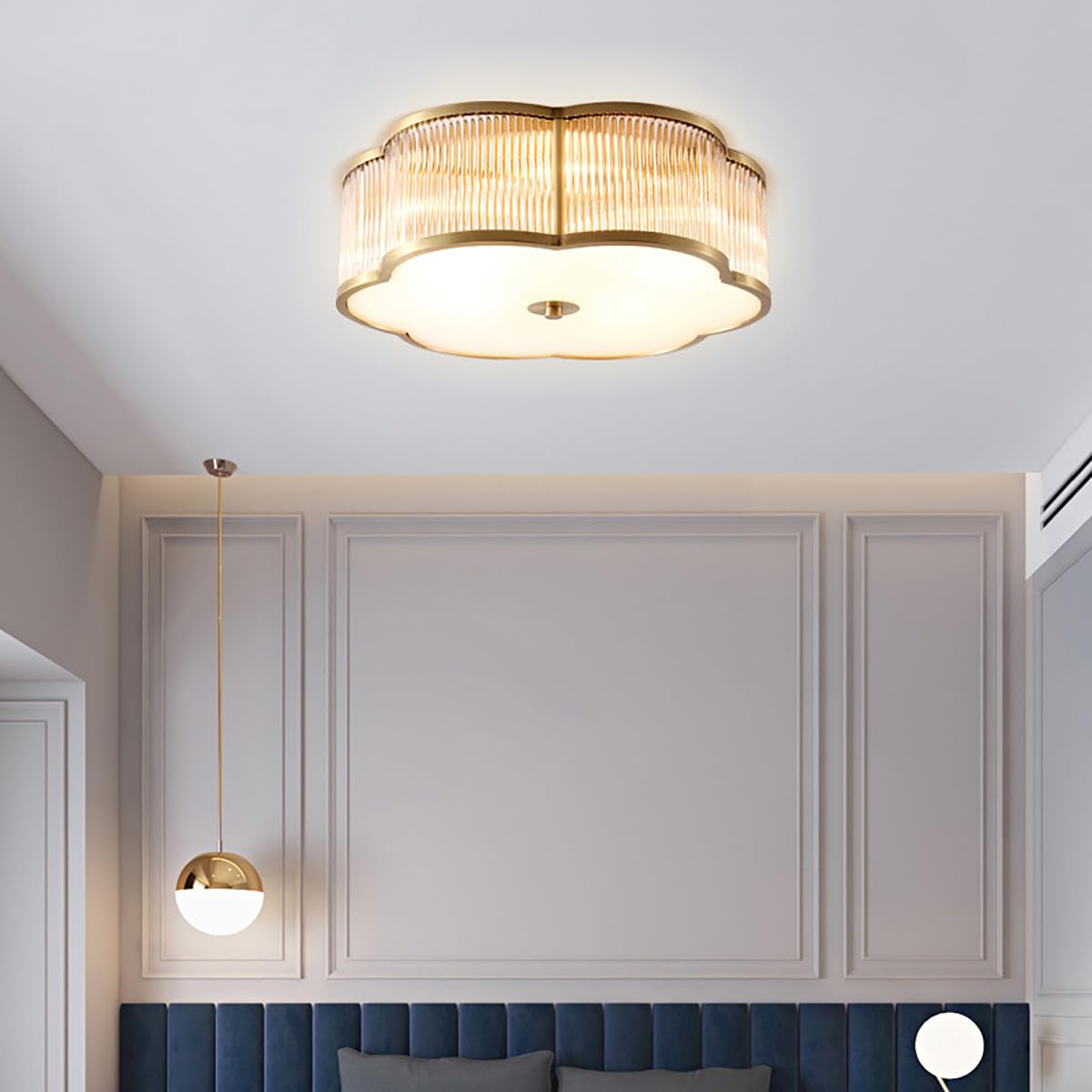 20 in Vintage Style Brass Ceiling Light for Dining Room Living Room (A / Large)