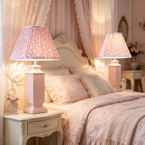 Lamp Shades Pink Polyester Set of 2 6.5"×13"×10.5" Bell Shade (Pink-2 Pack / 6.5*13*10.5in)
