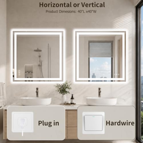 40"x40" LED Bathroom Mirror with Lights (40"L x 40"W)