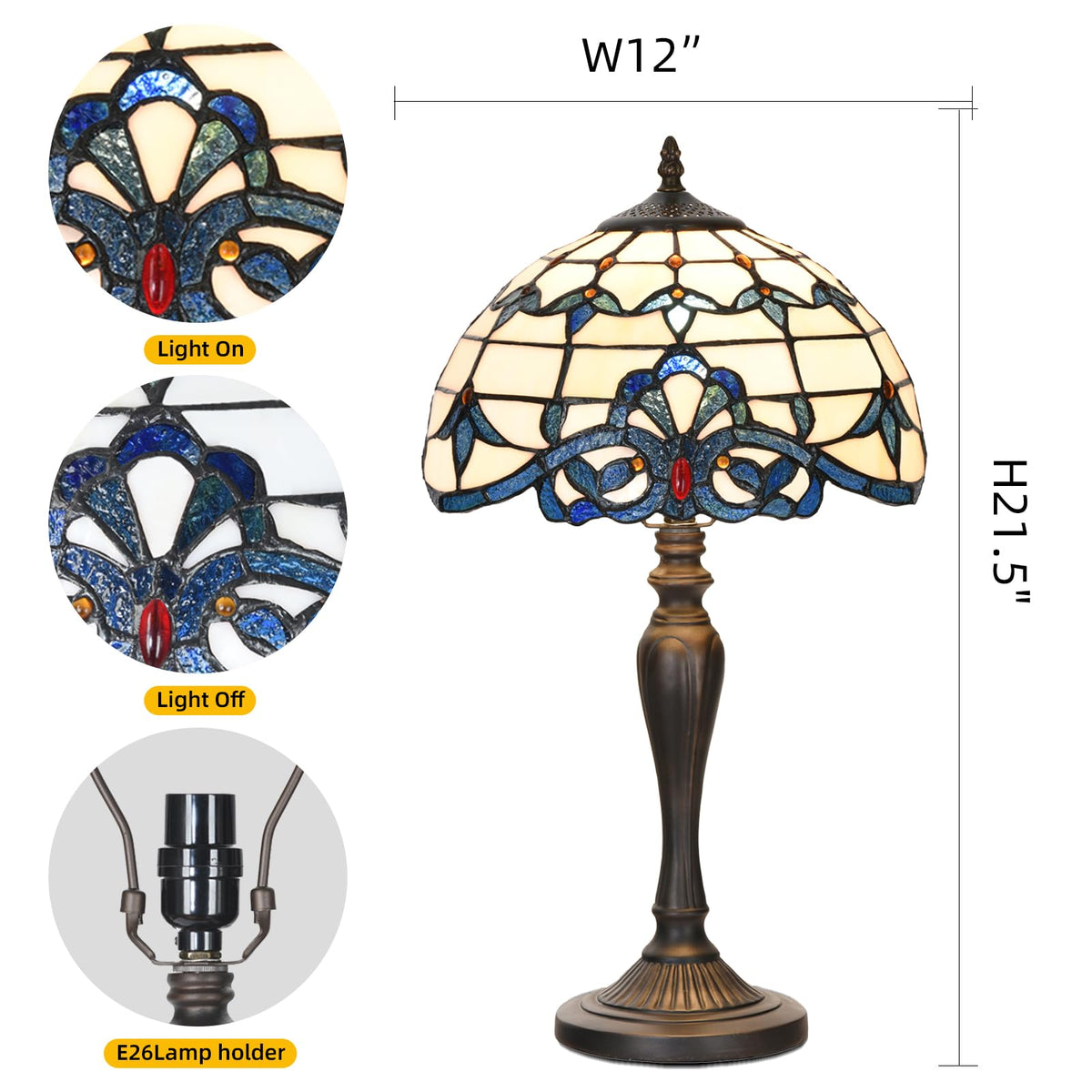 TL0003 Tiffany Table Lamp Blue Baroque (Beige Baroque)
