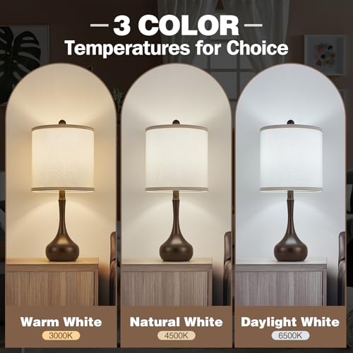 23" Farmhouse Table Lamp Set of 2 for Living Room Bedroom (Brown / 23")