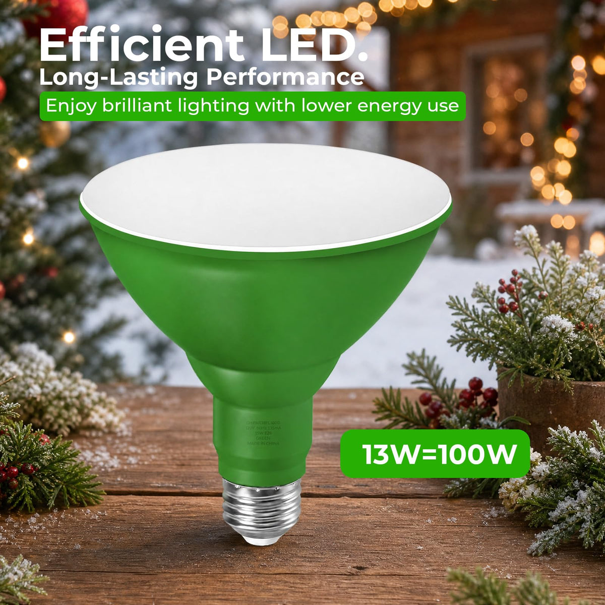 PAR38 Dimmable Green Light Bulb (Green / 2 Pack)