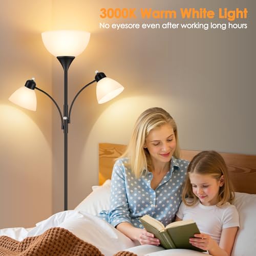 Torchiere Floor Lamps for Living Room (Black)