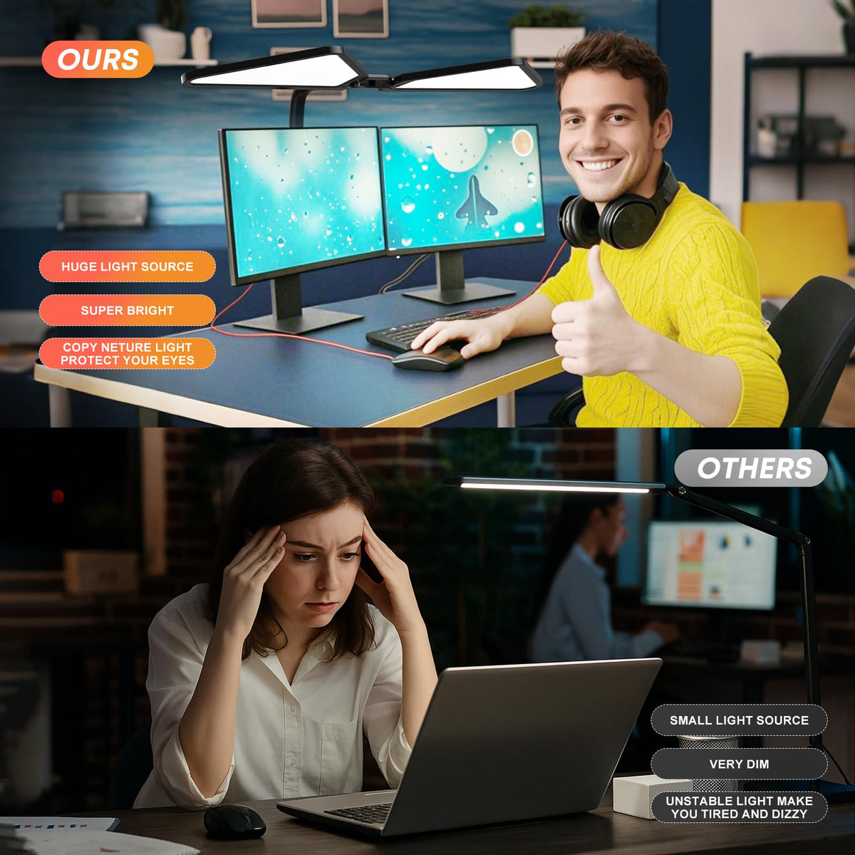 Ultra Large Gooseneck Desk Lamp with Clamp (Triangular Desk Lamp)