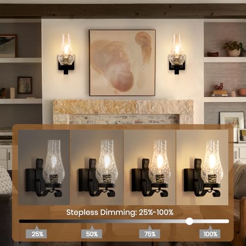 Battery Operated Wall Sconces (Ice Crackle Black / Battery Operated)