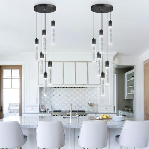 Modern Pendants Light for Kitchen Island Crystal Mini Chandeliers Dining Room LED Pendant Lighting Fixture High Ceiling Hanging Lights Bedroom Island Kitchen Foyer 6000K White Light Fixtures Black ...