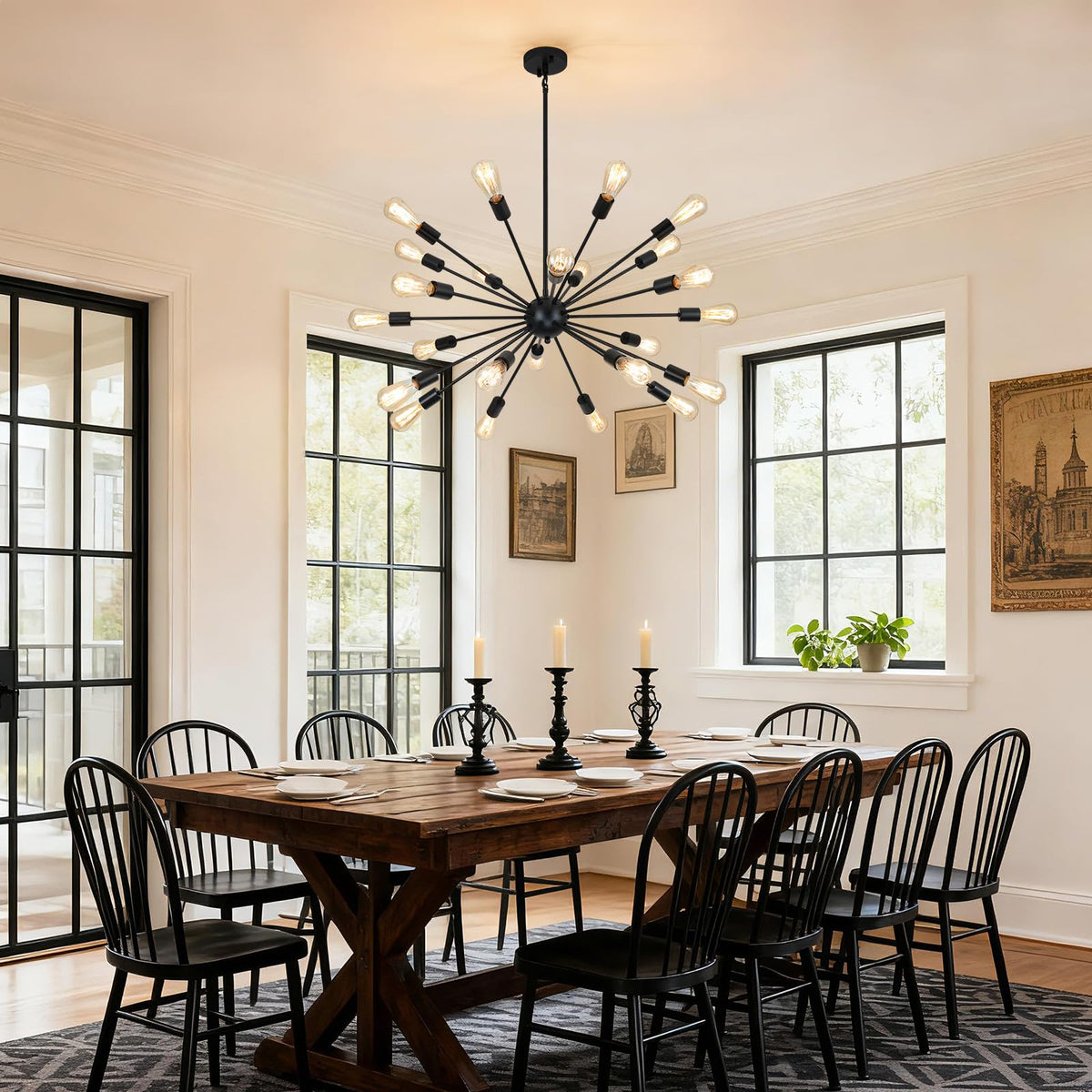 Large Black Chandelier (Black / 24 Lights)