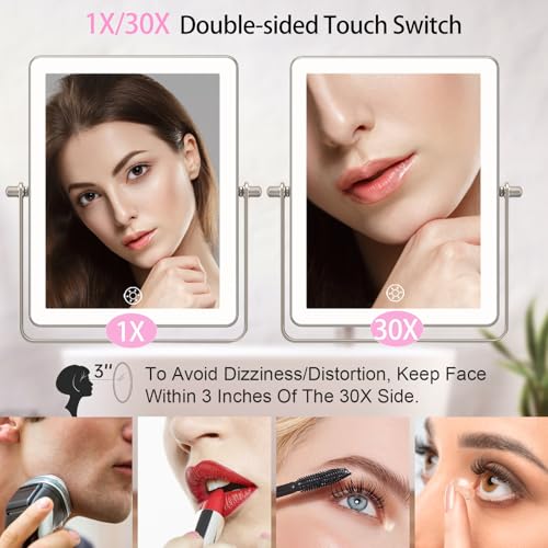 8.7" 5000mAh Rechargeable Wall Mounted Makeup Mirror (Nickel a)