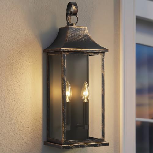 22" Large Outdoor Wall Lights Modern Wall Lantern (Black Brushed Gold / 22 Inch)