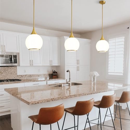 Pendant Lights Kitchen Island (Gold & Milky White / 1 Pack-10inch)