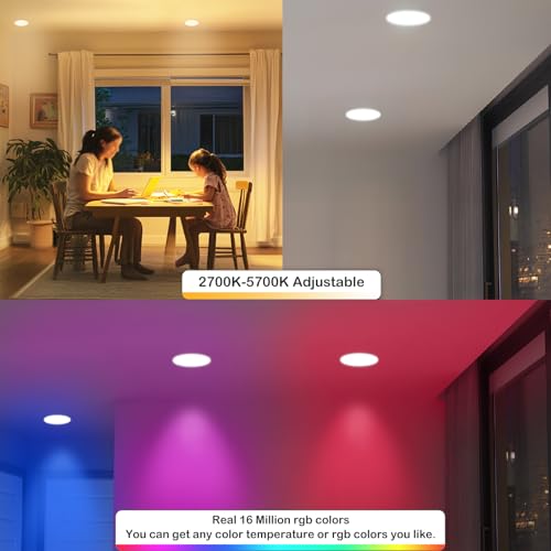 Smart Recessed Lighting 6 Inch Compatible with Alexa & Siri