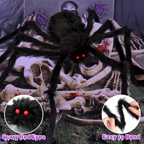 200" Halloween Decorations Spider Web Lights Outdoor +59" Fake Spider